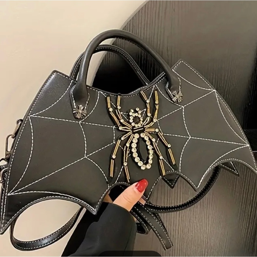NEW Bat Black widow Spiderweb Goth handbag